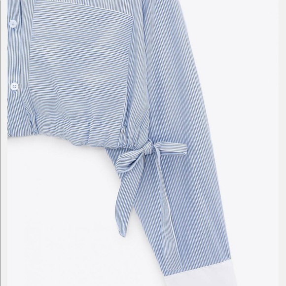 Cropped poplin contrasting top - Picture 4 of 9